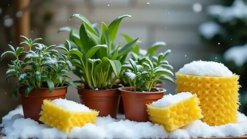 Gooi je oude sponzen niet weg: ze kunnen je planten deze winter tegen de kou beschermen